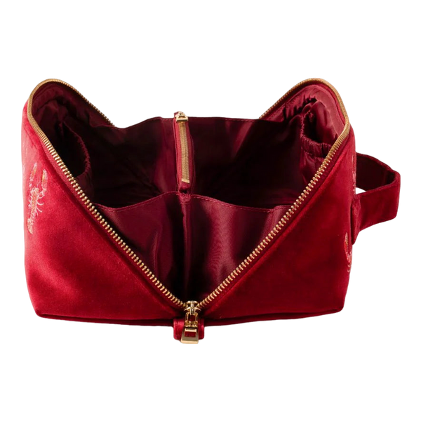 Elizabeth Scarlett Lobster Velvet Open Flat Makeup Bag