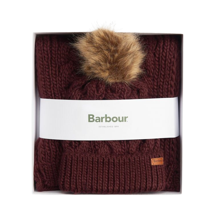 Barbour Penshaw Beanie Hat Scarf Set For Women Coes