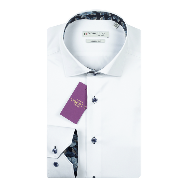 Giordano Long Sleeve Plain Shirt With Trim Made With Liberty Fabric