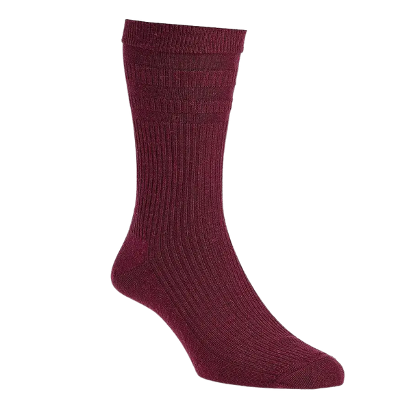 HJ Hall Wool Softop Socks in Burgundy