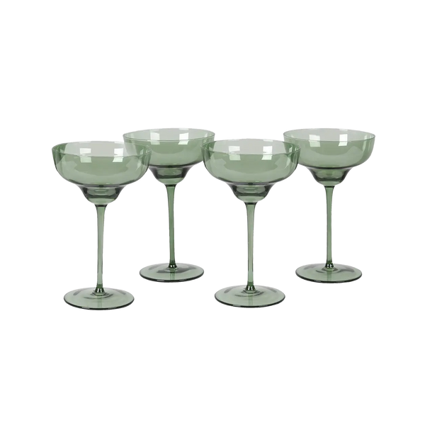 Set Of Two Olive Green Martini Glasses