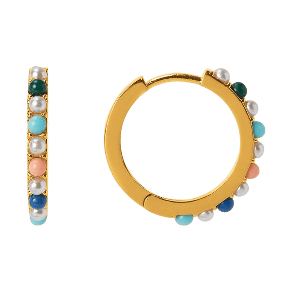 Orelia Jewellery Fine Mixed Stone Small Hoop Earrings for Women