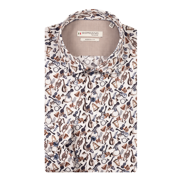 Giordano Musical Instrument Print Long Sleeve Shirt