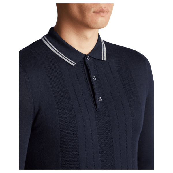 Remus Uomo Long Sleeve Tipped Polo Shirt for Men