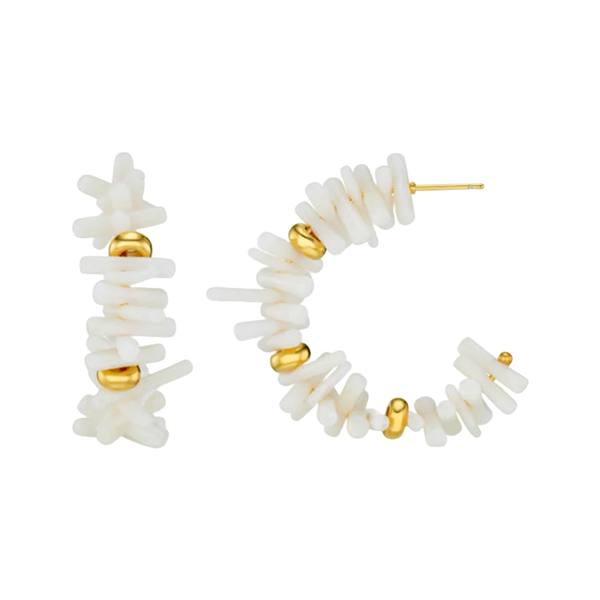Orelia Jewellery Coral Chip & Bead Hoop Earrings
