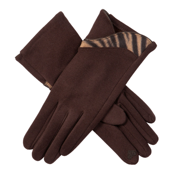 Dents Touchscreen Velour-Lined Gloves with Zebra Print Detail