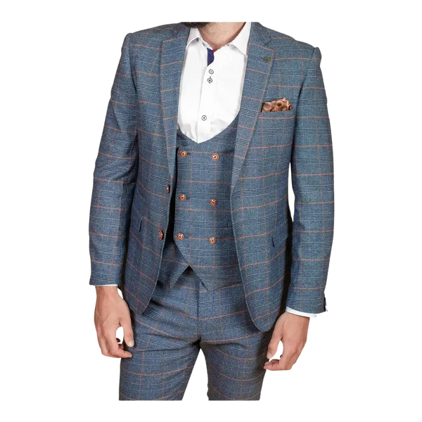 Marc Darcy Jenson Check Three Piece Suit for Men