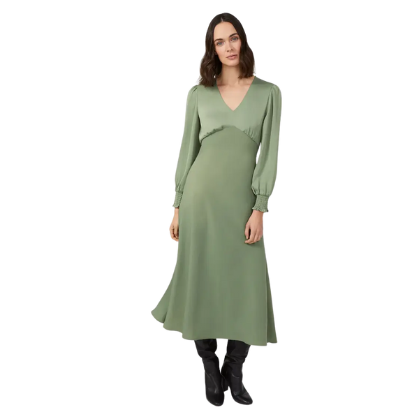 Great Plains Ferne Crepe Mix V-Neck Midi Dress