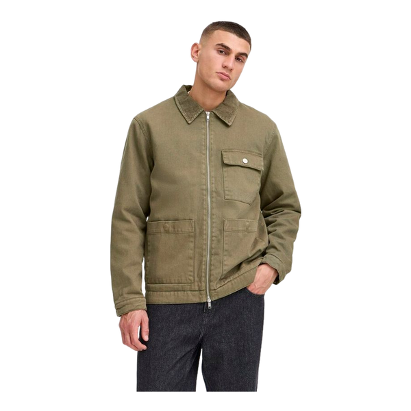 !SOLID Zip Through Cotton Jacket