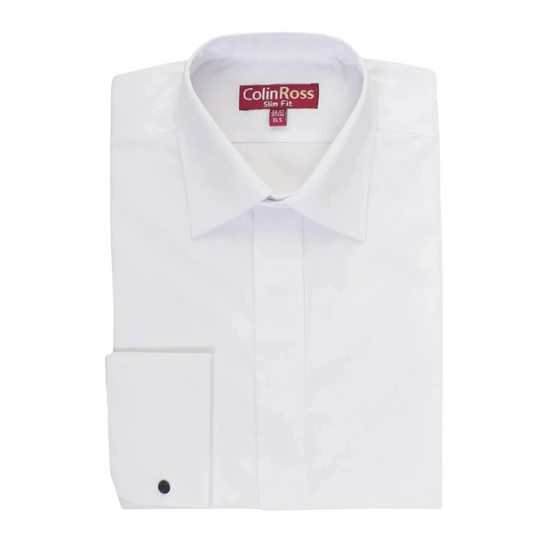 Plain Tailored Standard Collar Shirt for Men in White