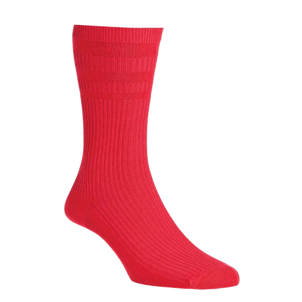 HJ Hall Cotton Softop Socks in Red