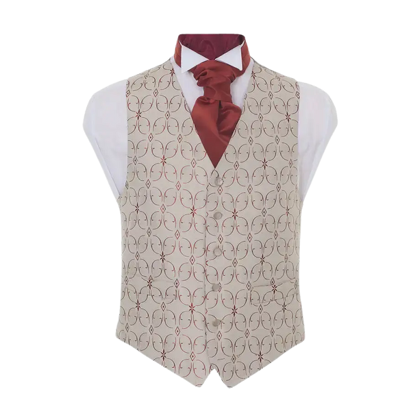 Fancy Waistcoat in Cream & Red