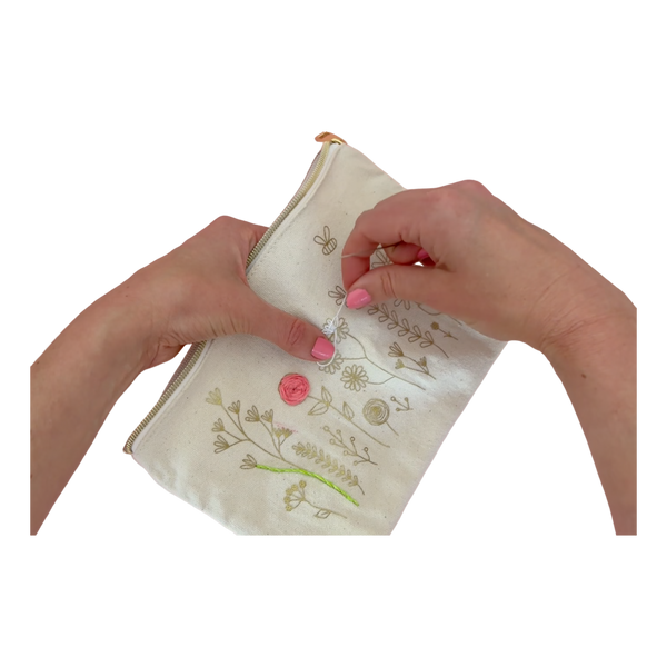 Chasing Threads Stitch Flowers Zip Pouch