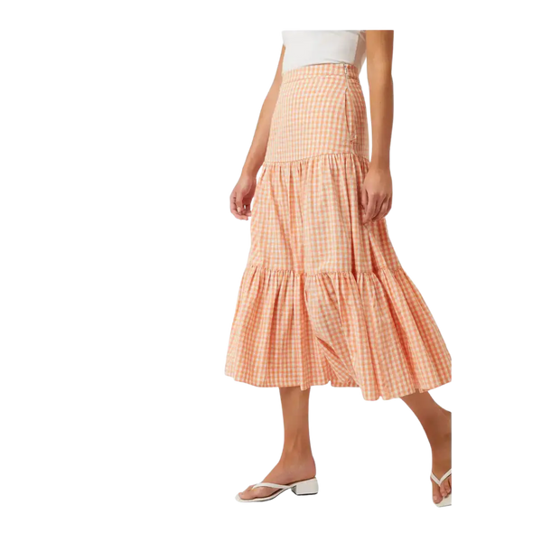 Great Plains Classic Gingham Tiered Midi Skirt for Women
