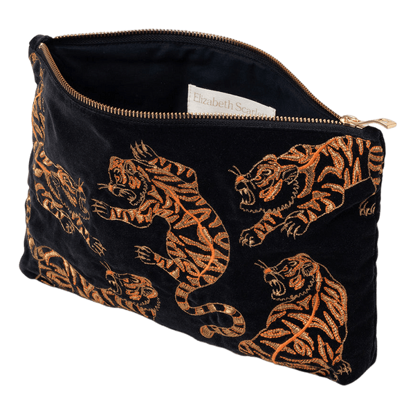 Elizabeth Scarlett Wild Tiger Velvet Everyday Pouch