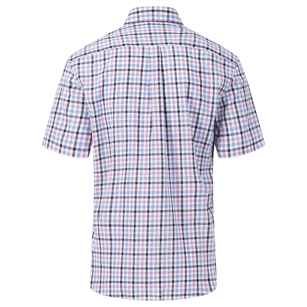 Fynch-Hatton Summer Slub Short Sleeve Check Shirt for Men