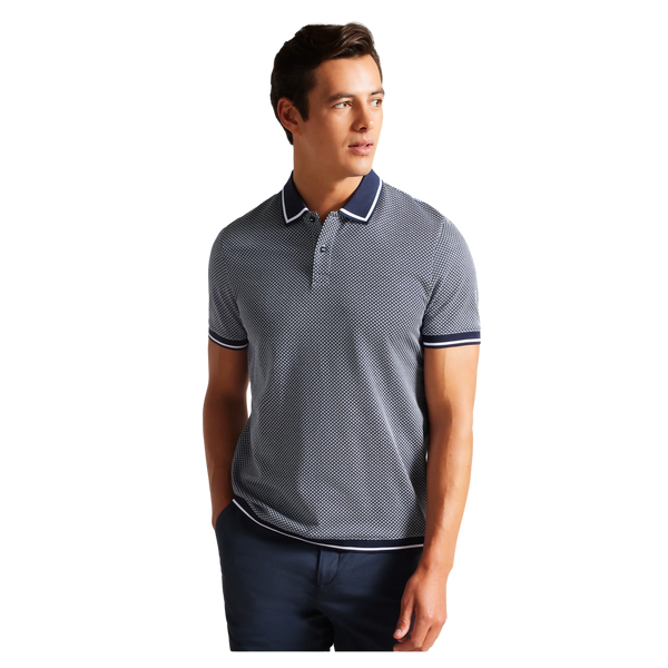 Ted Baker Affric Short Sleeve Geometric Textured Polo Shirt for Men