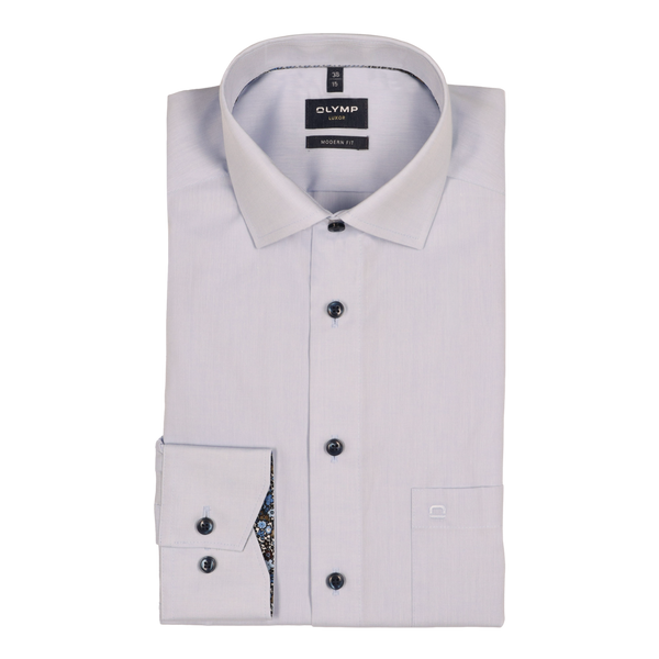 Olymp Plain Long Sleeve Shirt With Trim