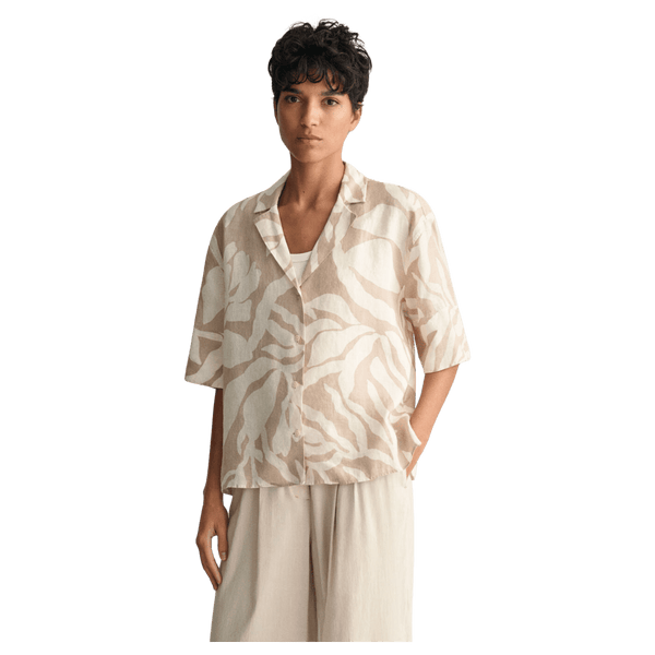 GANT Relaxed Palm Print Short Sleeve Linen Shirt