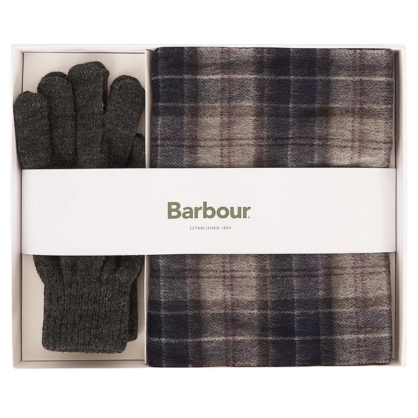 Barbour Tartan Scarf & Glove Gift Set for Men