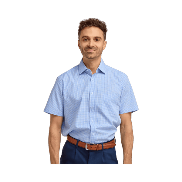 Double Two Small Check Short Sleeve Formal Shirt