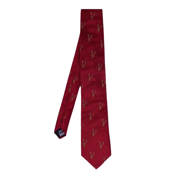 Van Buck Stag Head Extra Long Tie for Men in Bright Red