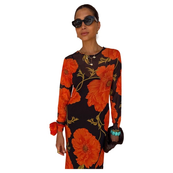Never Fully Dressed Black Poppy Aria Mesh Dress