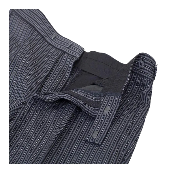 Coes Masonic Pleat Front Suit Trousers for Men in Black and Grey Pin Stripe