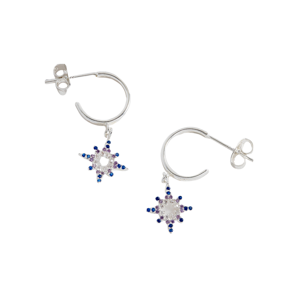 Estella Bartlett Mixed CZ North Star Hoop Earrings