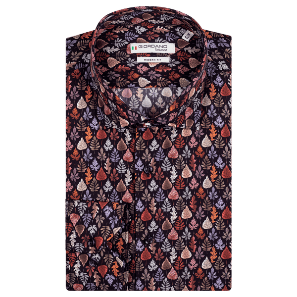 Giordano Autumn Leaf Print Long Sleeve Shirt