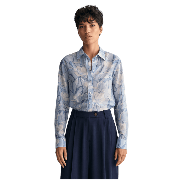 GANT Regular Fit Magnolia Print Cotton Silk Shirt