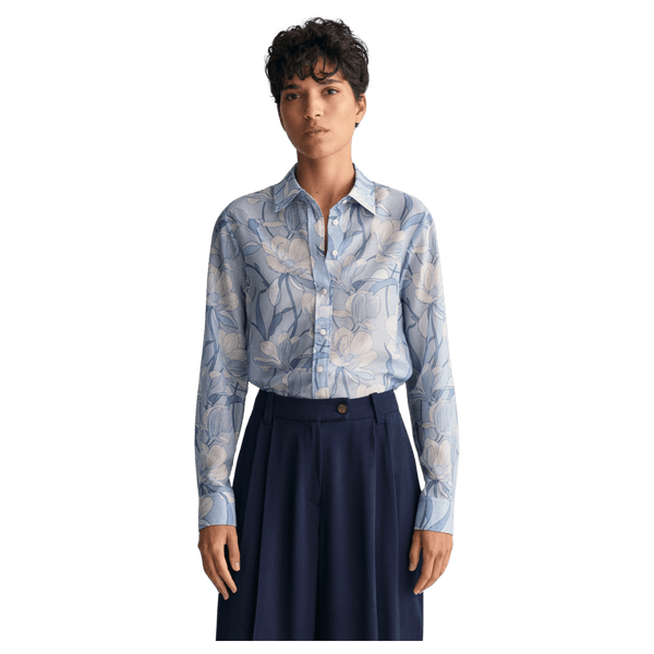 GANT Regular Fit Magnolia Print Cotton Silk Shirt for Women