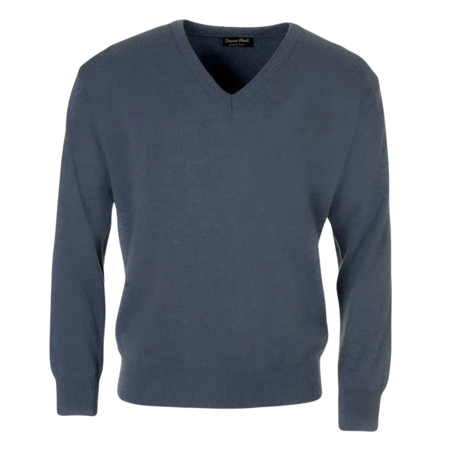 Franco Ponti V Neck Sweater K01 For Men In Denim | Coes