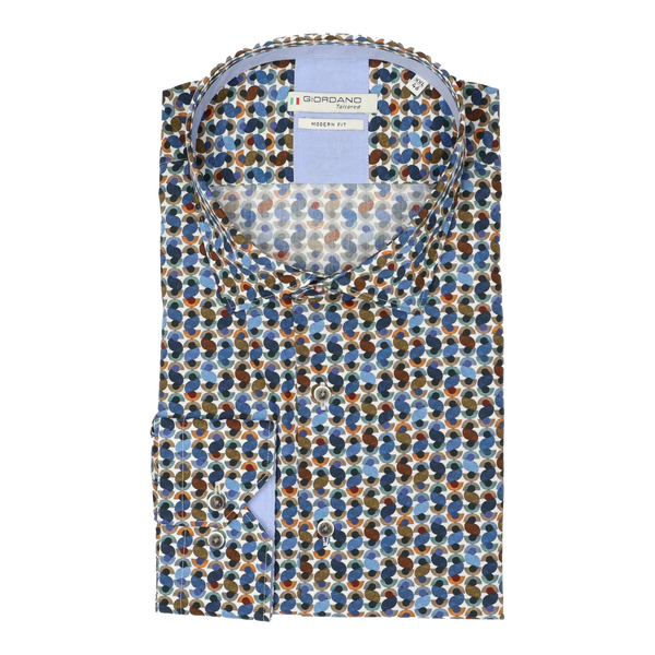 Giordano Multi Colour Dots Print Long Sleeve Shirt for Men