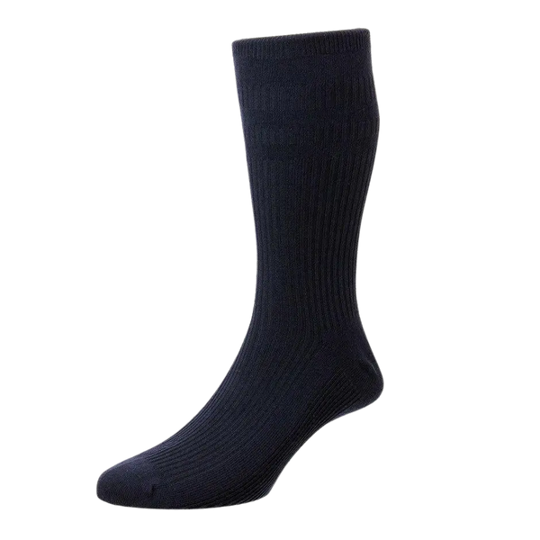 HJ Hall HJ191 Soft Top Extra Wide Socks for Men in Navy
