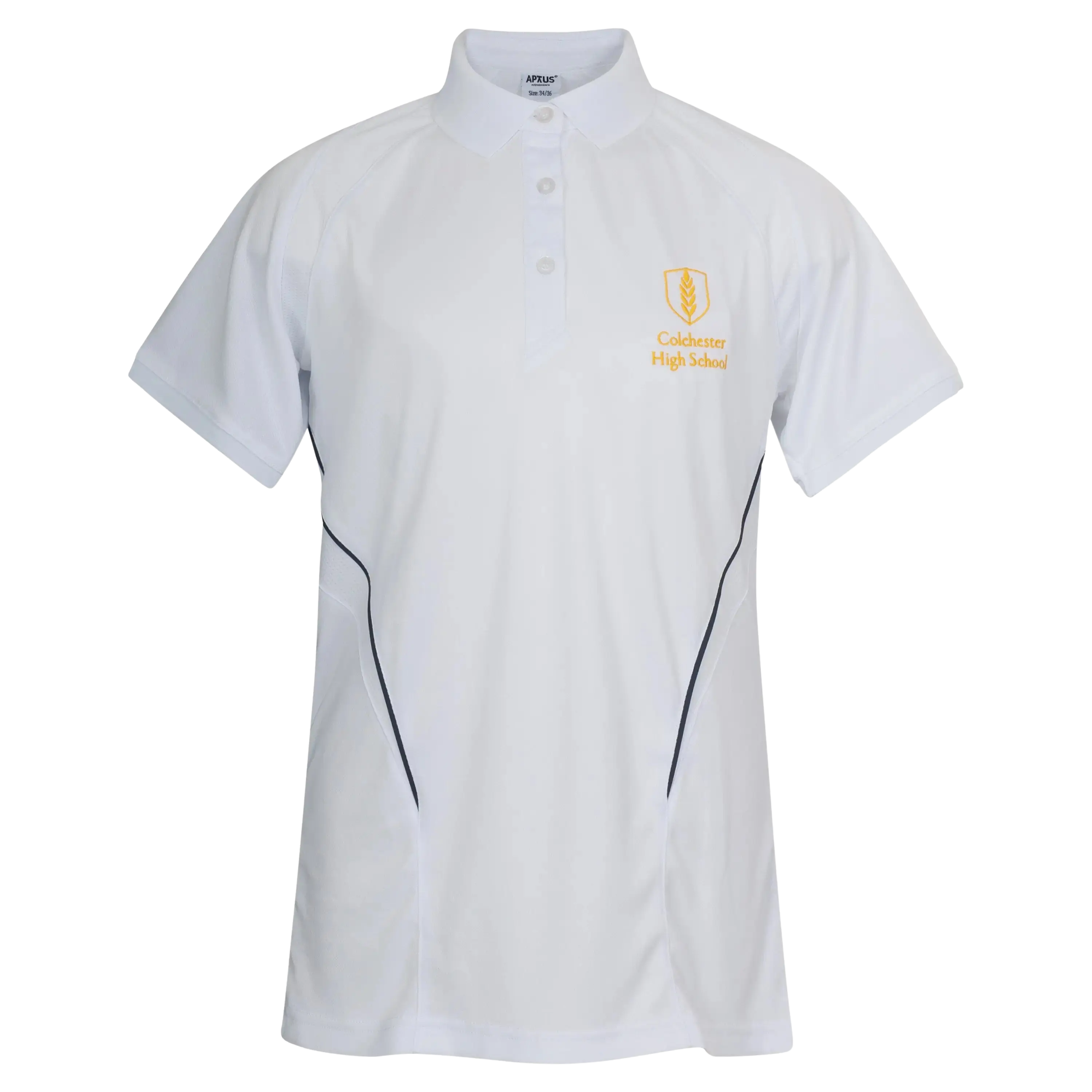 Fitted white polo clearance shirt