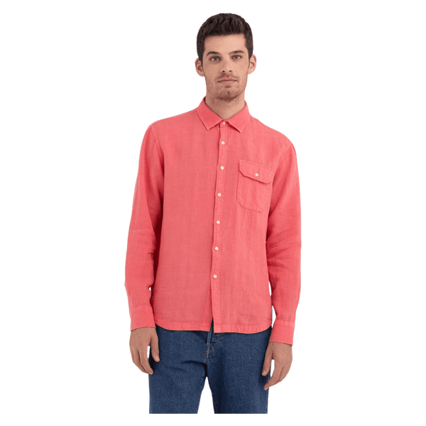 Replay Garment Dyed Linen Long Sleeve Shirt for Men