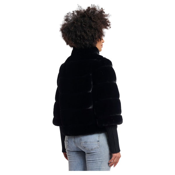 Rino & Pelle Feline Faux Fur Jacket With Knitted Sleeves