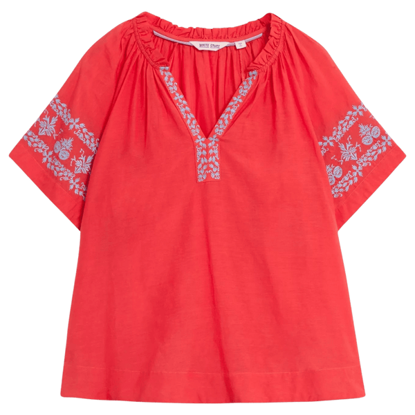 White Stuff Anna Cotton Embroidered Top