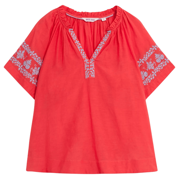 White Stuff Anna Cotton Embroidered Top for Women