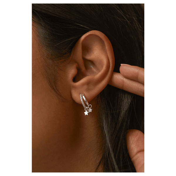Estella Bartlett Duo Pave Star Hoop Earrings for Women