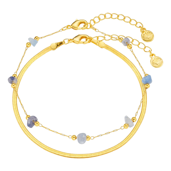 Orelia Jewellery Semi P Chip & Snake Chain 2-row Bracelet