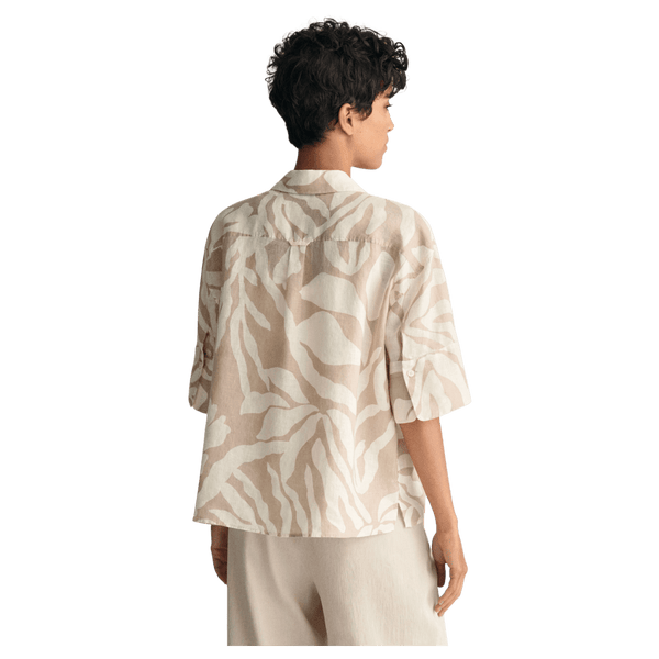 GANT Relaxed Palm Print Short Sleeve Linen Shirt