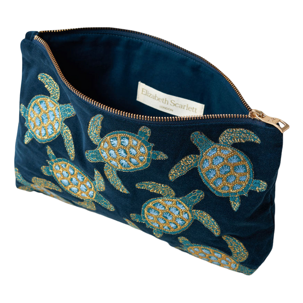 Elizabeth Scarlett Turtle Conservation Velvet Everyday Pouch
