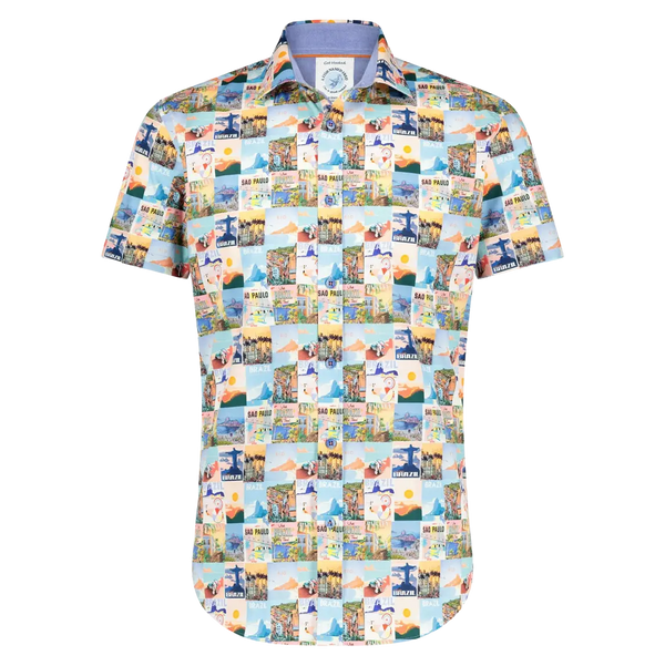 A Fish Named Fred Brazil Signs Short Sleeve Shirt for Men