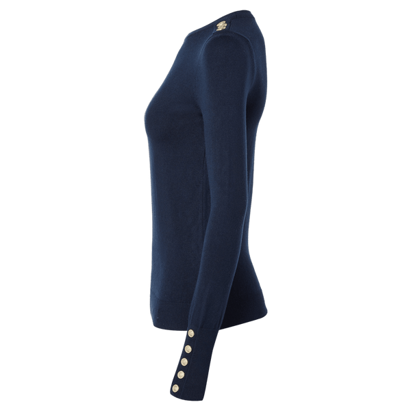 Holland Cooper Button Crew Neck Jumper