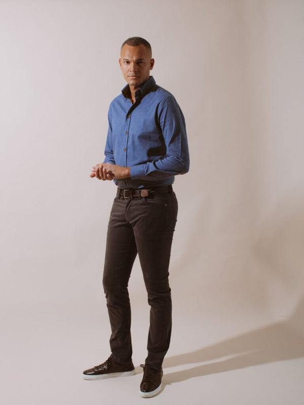 William David Southwold Button Down Herringbone Flannel Shirt