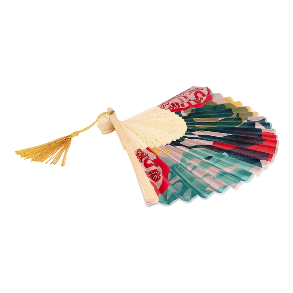 Powder Polyester Satin/bamboo Hand Fan