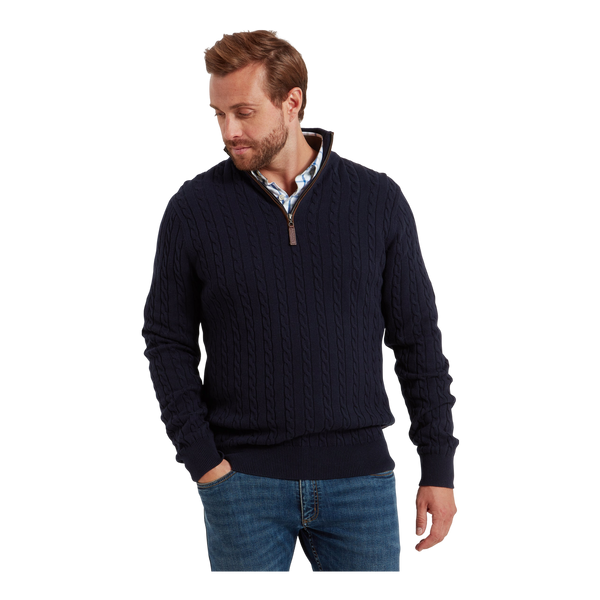 Schoffel Calton Cotton Cashmere Cable 1/4 Zip Jumper