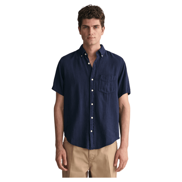 GANT Cotton Linen Texture Short Sleeve Shirt
